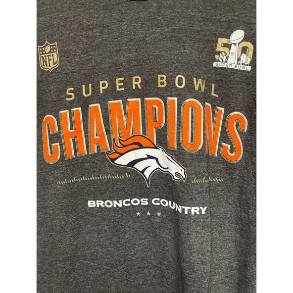 NFL Denver Broncos Country Super Bowl 50 Champions Grey T-Shirt Size XL - Picture 2 of 7